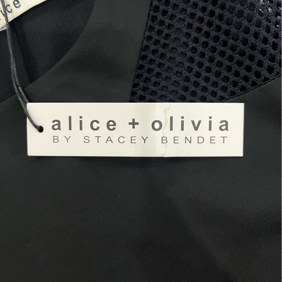 MWT Alice + Olivia Kaine Mesh Inset Asymmetrical Hem Dress Size 4 - Picture 14 of 15